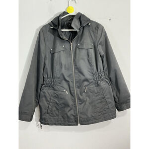 Womans Style & Co Gray Medium Zip Up Hood Lined Parka